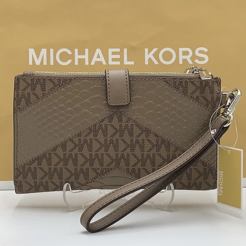 MICHAEL KORS Dust MULTI LG DOUBLE ZIP WRSTLT Crocodile Leather Snakeskin